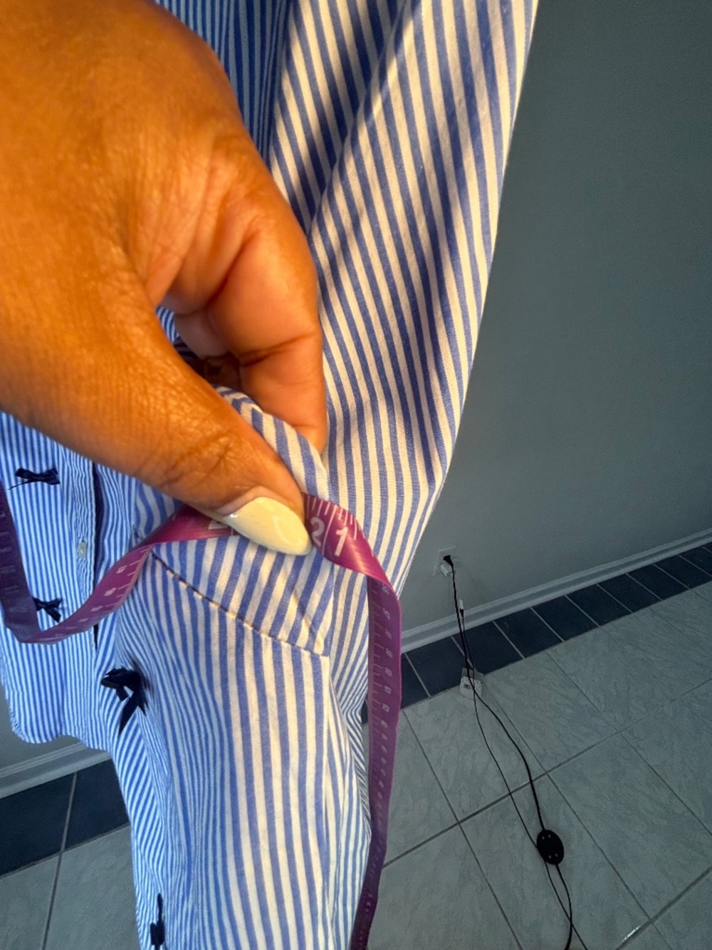 J.Crew Blue White Striped Bow Detail Button Down Shirt | Classic Preppy Chic - Picture 6 of 10